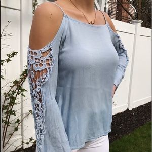 francesca’s open shoulder blouse